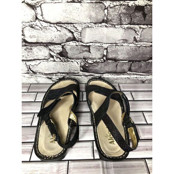 Alegria VER-582 Black Multicolor Shimmer Strap Wedge Sandals Women Sz 37EU/6.5US - Picture 8 of 16
